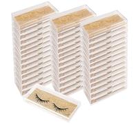 JAPCHET Lot de 40 étuis à cils transparents de 10,9 cm avec plateau et papier cartonné pailleté doré, boîte de rangement pour maquilleurs