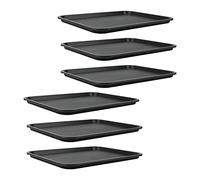 JAPCHET Lot de 6 plateaux de service rectangulaires en plastique noir pour restauration rapide, cuisine, hôtel, restaurant, café, 41,5 x 30,5 cm