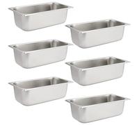 JAPCHET Lot de 6 poêles à vapeur en acier inoxydable de taille 1/3, anti-bourrage, poêles d'hôtel 1/3 de restaurant, buffet pour restauration, 10,2 cm de profondeur