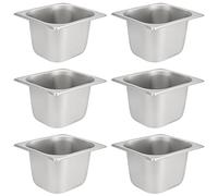 JAPCHET Lot de 6 poêles à vapeur en acier inoxydable de taille 1/6, anti-bourrage, pour hôtel, restaurant, buffet, 10,2 cm de profondeur