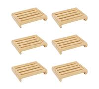 JAPCHET Lot de 6 porte-savon carrés en bambou naturel, porte-savon en bois pour cuisine, salle de bain