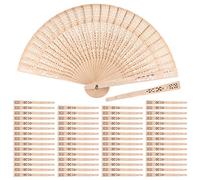 JAPCHET Lot de 60 éventails vintage en bois de santal - 20,3 cm - Pliables à la main - Pour décoration de mariage, danse, cadeau d'anniversaire, accessoires photo