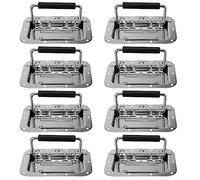 JAPCHET Lot de 8 poignées encastrées robustes de 10,7 x 16 cm, poignées encastrées à ressort argentées avec poignée de traction encastrée pour boîte à outils et porte de grange