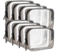 JAPCHET Lot de 8 Trousses de Voyage Transparentes avec Fermeture éclair - 18 x 14 cm - pour Articles de Toilette, Maquillage - en PVC - Étanche - pour Salle de Bain, Vacances, Voyage, Claire,