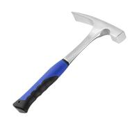 JAPCHET Marteau de pioche de 822,1 g, marteau de brique à tête plate bleue avec poignée sans bâton, marteau de géologue en acier, marteau de maçon pour l'exploration