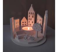 Japleed Moules en silicone pour bougeoirs en forme de maison, arbre de construction creux rond pour résine époxy, béton, plâtre, plâtre, plâtre, bricolage, décoration d'intérieur, artisanat, cadeau,