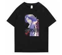 Japon Anime Monster T-Shirts Dr Kenzou Tenma Pattern Cotton Top Johan Liebert O-Neck T-Shirts Liebheart Naoki Urasawa Horror Manga Short Sleeve