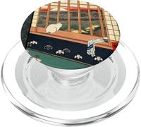 Japon Cat Mount Fuji Ukiyo-e Style Fenêtre Scène PopSockets PopGrip pour MagSafe
