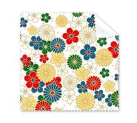 Japon Culture Art de Style Japonais Sakura Chrysanthème Fleurs Ukiyo-e Répétez Illustration Motif Lunettes Chiffon Chiffon de Nettoyage Nettoyant pour Écran de Téléphone 5 Pcs