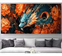 Japon Diamond Painting Dragon Diamond Painting XXL 40x120cm Broderie Diamant Kit Complet Activité Manuelle Adulte,5D DIY Cristal Strass Point de Croix Canevas Artisanat Adultes Decoration M-Y681