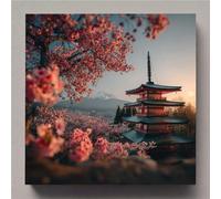Japon Diamond Painting Paysage Diamond Painting Kit Complet, Bricolage 5D Peinture Diamant Adulte Strass Point de Croix Broderie Diamant Kit Complet, Tableau Decoration Murale Cadeau 100x100cm uk6-v6