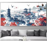 Japon Diamond Painting Paysage Diamond Painting XXL 50x150cm Broderie Diamant Kit Complet Activité Manuelle Adulte,5D DIY Cristal Strass Point de Croix Canevas Artisanat Adultes Decoration M-Y677