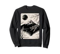 Japon Fleurs de Cerisier Oiseaux Art Asiatique Scénique Mont Fuji Sweatshirt