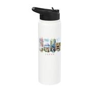 Japon fleurs de cerisier, pagodes et fuji - Vacances Japon Stainless Steel Insulated Water Bottle