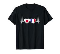 Japon France Drapeau Battement De Coeur Français Japonais T-Shirt