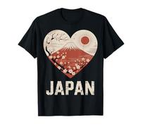 Japon Heart Mount Fuji Cherry Blossom T-Shirt