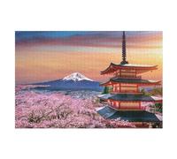 Japon Mont Fuji Puzzles en Bois 1000 Pièces pour Adultes, Poster Jigsaw Puzzle, Design Unique Jouet Éduchatif pour Adolescents Et Enfants Idée Cadeau （75×50cm）