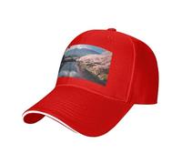 Japon Mount Fuji Paysage Imprimé Taille Réglable Sandwich Baseball Cap Respirant Unisexe Casual Hat Usage quotidien Sport, Rouge, Taille unique
