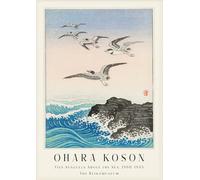 Japon Ohara Koson Affiche Impressions En Couleur Photo D’art Mural Moderne《Cinq Mouettes Au-dessus De La Mer》Ohara Koson Peinture Sur Toile Pour La Décoration Intérieure 50x80cm Sans Cadre