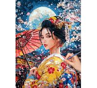 Japon Peinture Numero Adulte, DIY Femme Peinture Numero Adulte 50x70cm, Pinceaux et Acryliques, Kits de Coloriage par Numbers pour Adultes Débutants, Décoration Murale et Cadeaux, (Sans Cadre), -6483