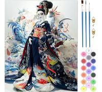 Japon Peinture Numero Adulte, Femme Coloriage par Numero Adulte Loisirs Créatifs, Numéro d'Art Kit avec 3 Pinceau et Peinture par Decoration Chambre Maison, Cadeau Femme, 30x40cm Sans Cadre, Model590