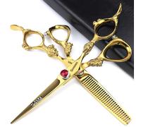 Japon Professional Import 440c coupe de cheveux ciseaux de coupe de cheveux en acier ciseaux de 6/7 / 7.5/8 / 9 pouces - ciseaux de coupe de cheveux spéciaux pour les coiffeurs (6 pouces 2 pièces)