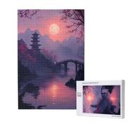 Japon Puzzle Coucher De Soleil 500 Pièces Adultes,DIY Puzzles Art avec Boîte d'emballage et Photos de Référence,Relaxation/Soulagement du Stress/Jeux Amusants,Creatif Cadeau pour Femme/Hommes M-1770