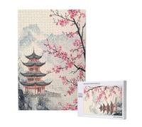 Japon Puzzle Fleurs De Cerisier 5000 Pièces Adultes,DIY Puzzles Art avec Boîte d'emballage et Photos de Référence,Relaxation/Soulagement du Stress/Jeux Amusants,Creatif Cadeau pour Femme M-1475