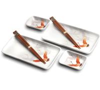 Japon Set d'assiettes à sushi pour chat et koi - 6 pièces - Assiettes à sushi pour 2 personnes - Assiettes à sushi, bols et baguettes dans différents designs d'animaux asiatiques - Fabriqué au Japon