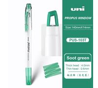 Japon Uni Surligneur Pus-103t Fenêtre Double Tête Surligneur Stylo Propus Compte À Main Prendre Des Notes À Usage Spécial Staacquering - Type Soot Green