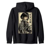 Japonais Anime Samouraï Fille Kanji Kendo Étudiante Amoureuse d'art Sweat à Capuche