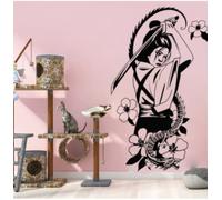 Japonais Geisha Avec Catana Fleurs Dragon Autocollants Anime Vinyle Stickers Muraux Chambre Maison Décoration Garçons Filles Chambre Poster42X70 CM