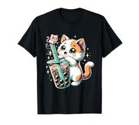 Japonais Kawaii Anime Cat Kitty Boba Bubble Tea Neko Teen T-Shirt