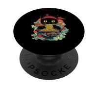 Japonais Kawaii Ramen Chat Mangeant Nouilles Chaton Chat Maman et Papa PopSockets PopGrip Adhésif