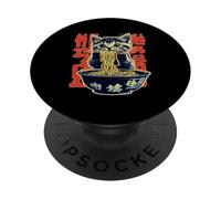 Japonais Kawaii Ramen Chat Mangeant Nouilles Chaton Chat Maman et Papa PopSockets PopGrip Adhésif