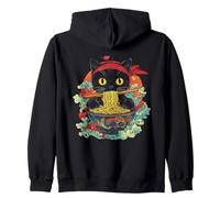 Japonais Kawaii Ramen Chat Mangeant Nouilles Chaton Chat Maman et Papa Sweat à Capuche