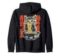 Japonais Kawaii Ramen Chat Mangeant Nouilles Chaton Chat Maman et Papa Sweat à Capuche
