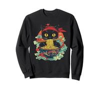Japonais Kawaii Ramen Chat Mangeant Nouilles Chaton Chat Maman et Papa Sweatshirt