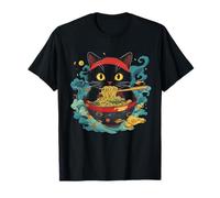 Japonais Kawaii Ramen Chat Mangeant Nouilles Chaton Chat Maman et Papa T-Shirt