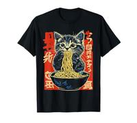 Japonais Kawaii Ramen Chat Mangeant Nouilles Chaton Chat Maman et Papa T-Shirt