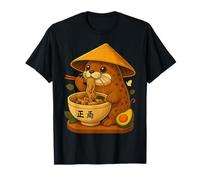 Japonais Ramen Poisson-Chat Mangeant des Nouilles Kawaii Graphic Japon T-Shirt