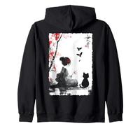 Japonais Spider Lily Soft Grunge Anime Geisha Chat Noir Maman Sweat à Capuche