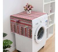 Japonais-Style Housse Anti-dérapante pour Lave-Linge et sèche-Linge,Anti-Poussière Antidérapant Couvercle Pour Machine à Laver Coton Lin Lavable Protection Réfrigérateur Couvercle-C-30 * 90CM