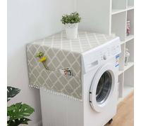 Japonais-Style Housse Anti-dérapante pour Lave-Linge et sèche-Linge,Anti-Poussière Antidérapant Couvercle Pour Machine à Laver Coton Lin Lavable Protection Réfrigérateur Couvercle-D-30 * 90CM