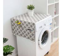 Japonais-Style Housse Anti-dérapante pour Lave-Linge et sèche-Linge,Anti-Poussière Antidérapant Couvercle Pour Machine à Laver Coton Lin Lavable Protection Réfrigérateur Couvercle-E-30 * 90CM