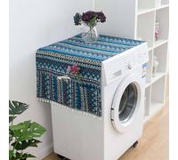 Japonais-Style Housse Anti-dérapante pour Lave-Linge et sèche-Linge,Anti-Poussière Antidérapant Couvercle Pour Machine à Laver Coton Lin Lavable Protection Réfrigérateur Couvercle-B-30 * 90CM