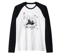 Japonais Sumi-e Ours Encre Lavé Art Peacefulness Nature Zen Manche Raglan