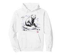 Japonais Sumi-e Ours Encre Lavé Art Zen Peacefulness Nature Sweat à Capuche