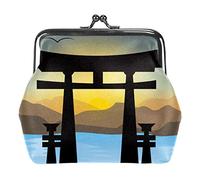 Japonais Torii Gates et Sunset Landscape Porte-Monnaie Vintage Pouch Buckle Clutch Bag Kiss-Lock Change Purse Fermoir Fermeture Portefeuilles pour Femme Fille