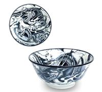 Japonais Udon Bowl XL - Dragon Noir - Ramen, Miso, Soupe, Petit-déjeuner, Fruits, Poke, Muesli, Riz, Salade Bol - Bol à collation - Saladier - Bol à Nouilles - Bol à fruits